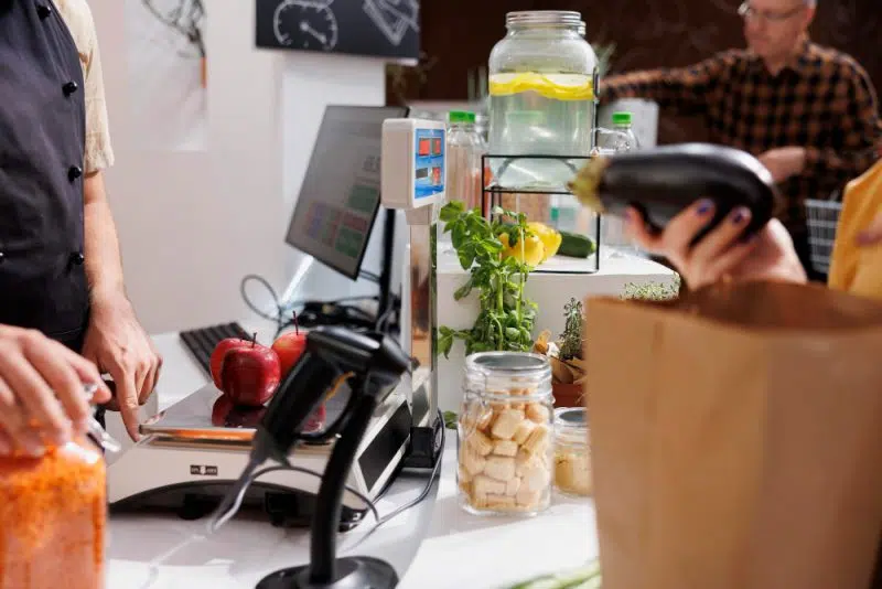 busy and efficient counter top in a retail shop