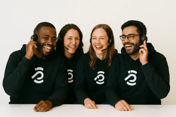 Happy customer service staff