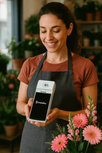 florist with card machine