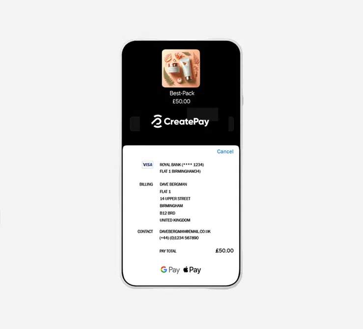 Create Commerce Iphone Screen