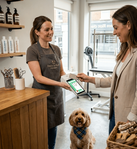 dog groomer portable epos createpay touch
