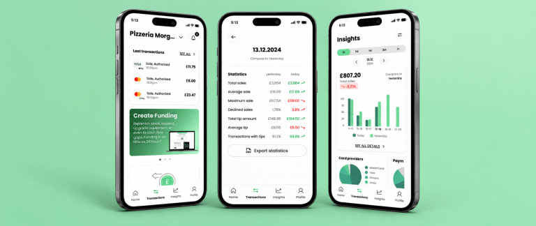 a 3 way view of the createpay app