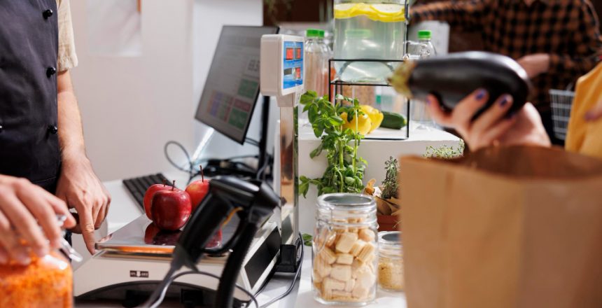 busy and efficient counter top in a retail shop