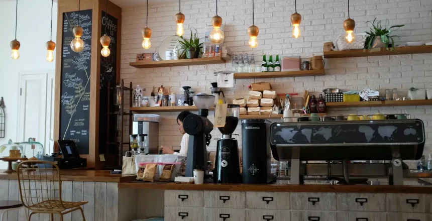 Cafe owner using there card machine